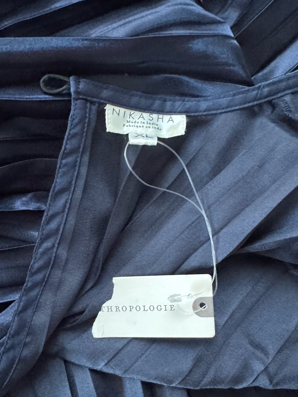 Anthropologie Nikasha Pleated Blouse in Navy Blue | XL NWT - Picture 9 of 11